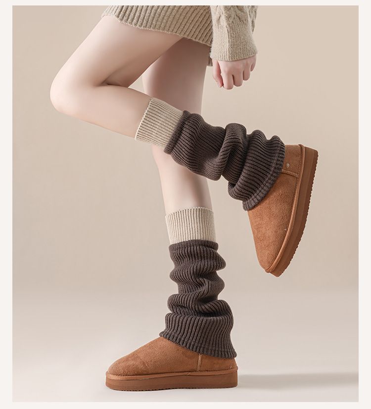 Calzini in lana spessi e caldi in stile giapponese da donna, leggings e copripiedi lavorati a maglia_voghion.com