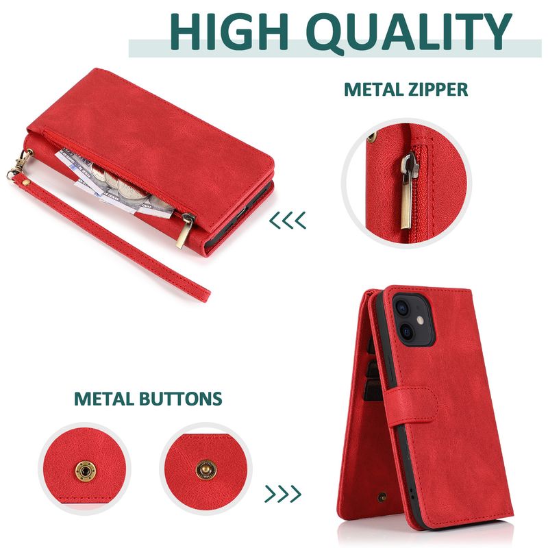 Mobile Phone Case Suitable For Iphone14 Leather Case Nine Carabiner Multifunctional Apple 14plus Skin-Sensitive Mobile Phone Protective Case_voghion.com
