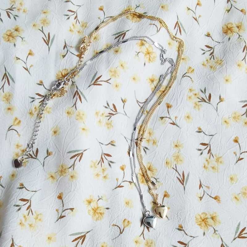 Collier avec pendentif en forme de petit cœur pour femme, cadeau en métal brillant, simple, style bohème, chaîne courte, bijoux tendance_voghion.com