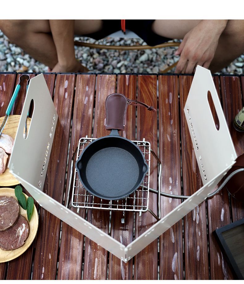 Outdoor Portable Stainless Steel Stove Head Simple BBQ Rack Grid Pan Stand Grill Net Small Size Easy To Store_voghion.com