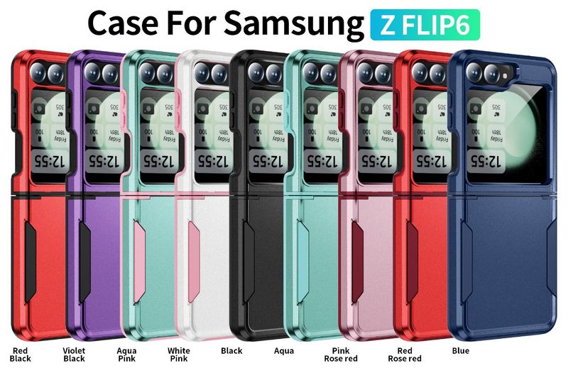 Elektroplatéiert Plastik Hard Shell Telefon Case fir Samsung Galaxy Z Flip 6 5 4 Flip6 Flip5 Flip4 Fall Präventioun Shockproof_voghion.com