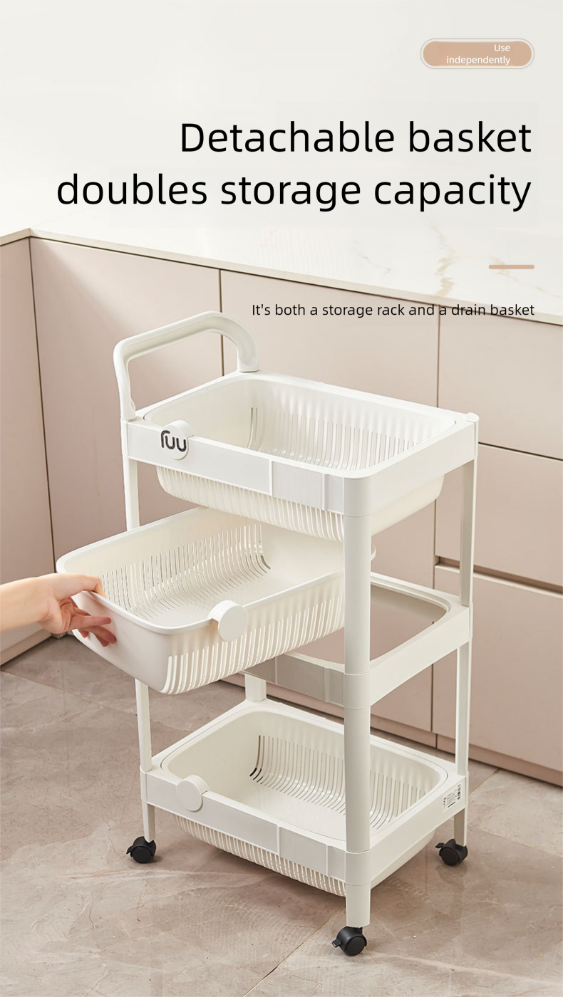 Accueil Bureau Snack Stockage en plastique Plancher Organisateur multicouche Chariot Affichage Étagère à couches Intégrée_voghion.com