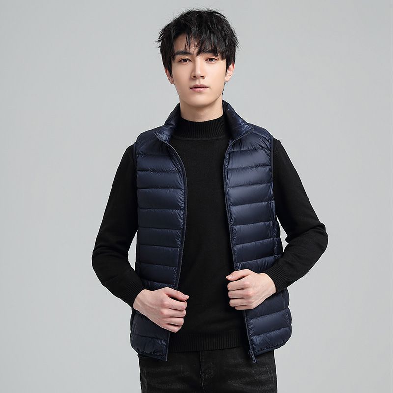2025 Gilet leggero da uomo, corto, invernale, con collo alto, alla moda, in piumino, da uomo, tendenza_voghion.com