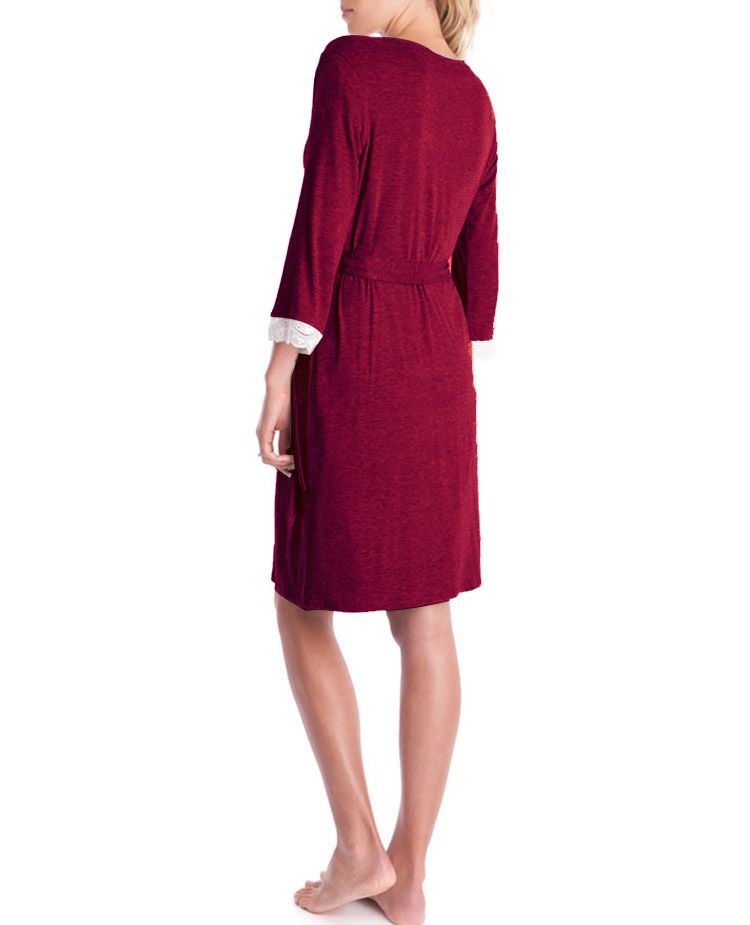Pigiama abito premaman con maniche a 3/4 e pannello in pizzo moda 2024_voghion.com