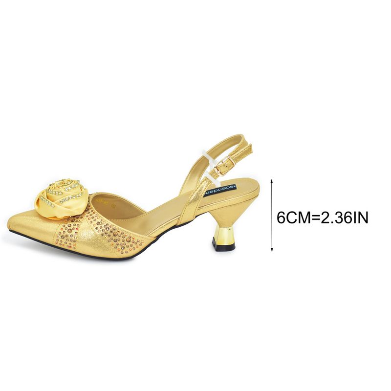 Solid Color Three Dimensional Design Hand Appliquéd Mid Heel Pointed Toe Shoes Paired With An Evening Bag Set_voghion.com