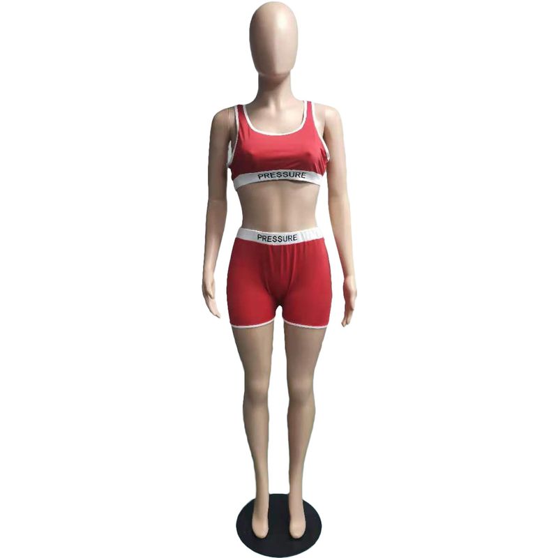 Vêtements pour femmes Station indépendante mode décontracté Sexy lettre imprimer maillot de bain deux pièces ensemble_voghion.com