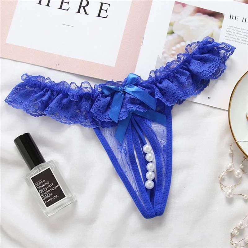 WOMEN'S Underwear Opening Crotch Pearls Thongs G-String Tran_voghion.com
