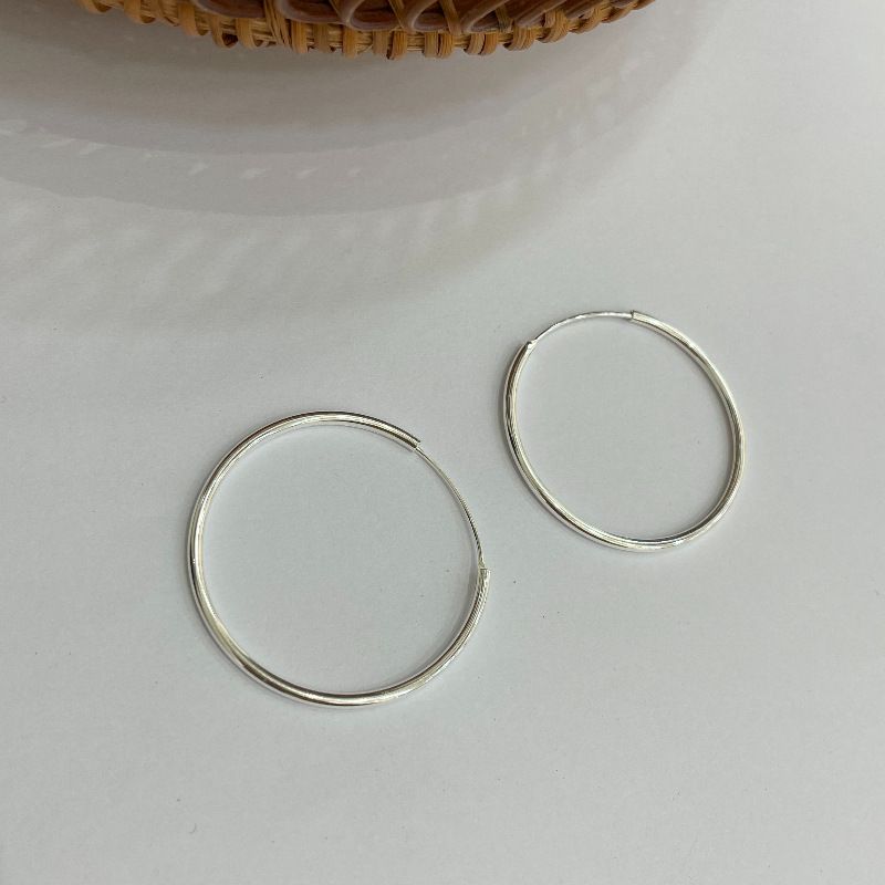 S925 Sterling Silver Thick Large Circle Plain For Women, Internet Celebrity Hot Style Elegant Hoop New Earrings_voghion.com