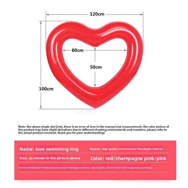Heart-Shaped Ring Inflatable Float Bed Supplies Toy Small Heart Swimming Pool Bubble PVC Water Use_voghion.com