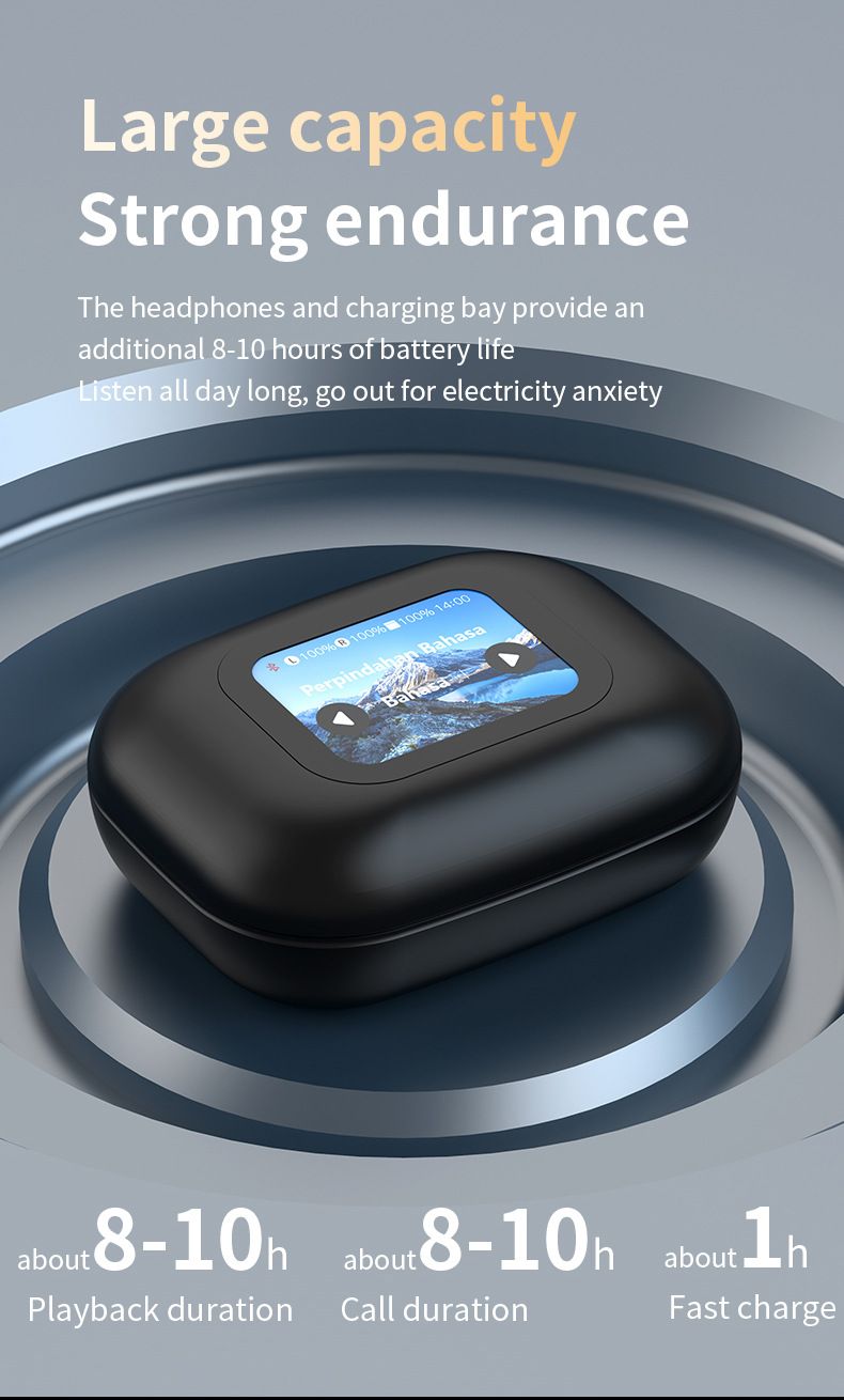 Auriculares inalámbricos A16 con pantalla táctil LED y reducción de ruido_voghion.com