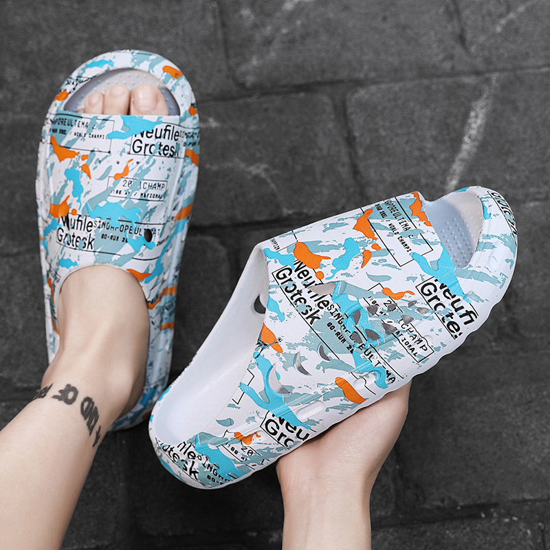 Men Slippers External Wear Sandals Open Toe Pillow Beach Slippers for Summer Soft Foam Sliders Slip Comfy_voghion.com