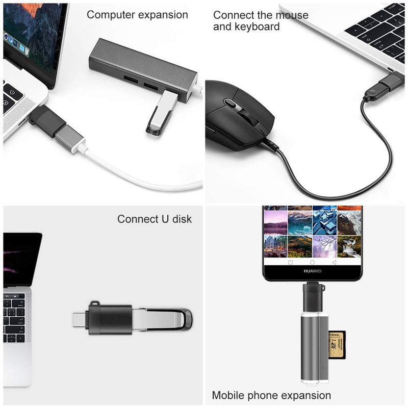 2 ADET 3.0 Tip C OTG Şarj Adaptörü Konnektörü Tip-C'den Erkek Tip-c Adaptör Dönüştürücü PC Kitap Araba USB iPad_voghion.com