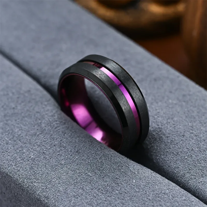 Heiße verkäufe Neue Mode 8mm Edelstahl für Frauen Schwarz Lila Nut Männer Versprechen Ringe 반지 Hochzeit Partei Schmuck Кольца_voghion.com