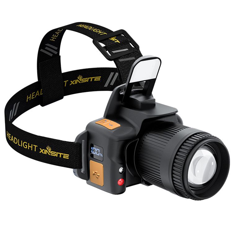 Lampada frontale a LED super luminosa con sensore, ricaricabile tramite USB, con batteria integrata, lanterna da campeggio e pesca_voghion.com