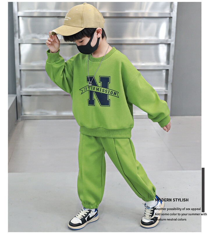 Meninos N-line 2023 Primavera e Outono Novo Bonito Suéter Esportivo Conjunto de Duas Peças Bebê Casual Roupas Infantis_voghion.com