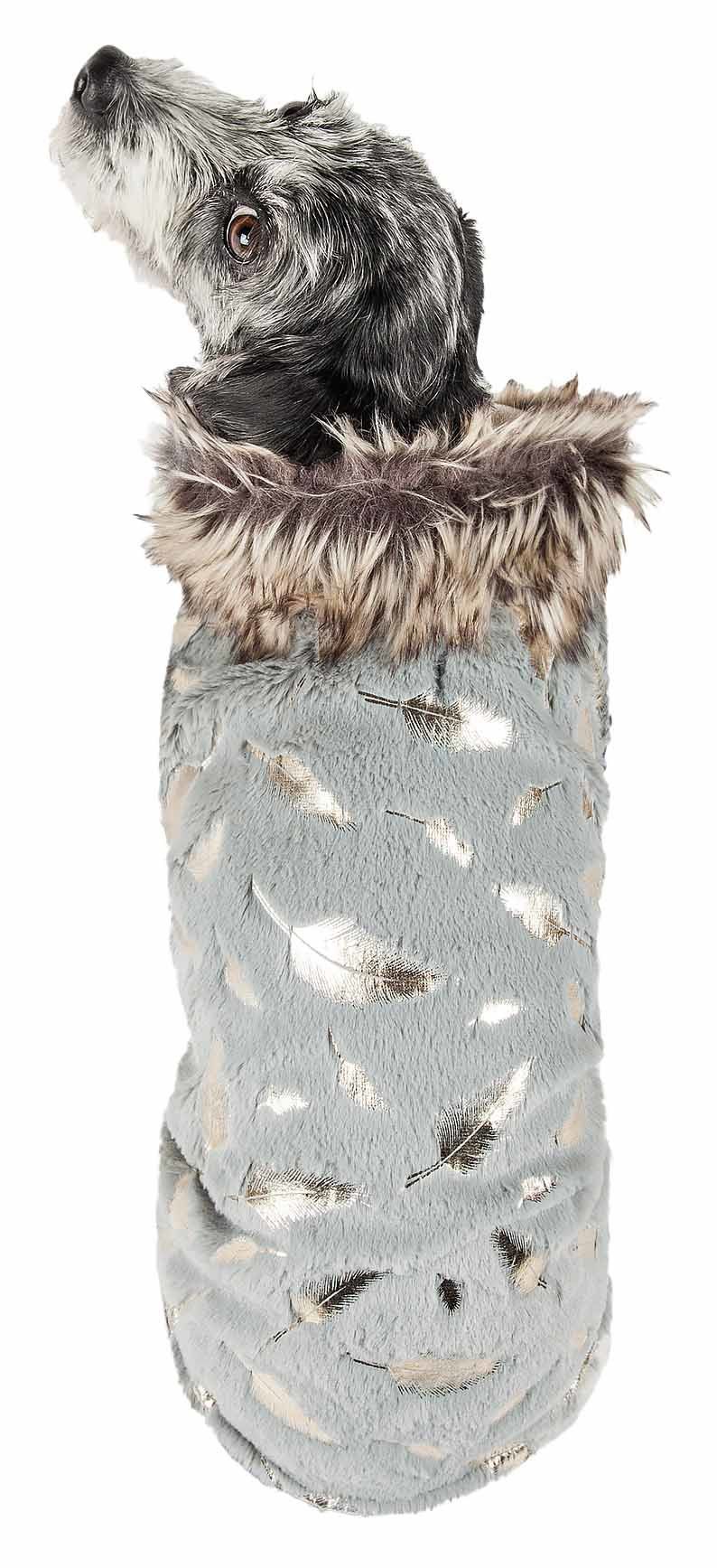 Pet Life Luxe 'Gold-Wagger' Gold-Leaf Designer Fur Dog Jacket Coat_voghion.com