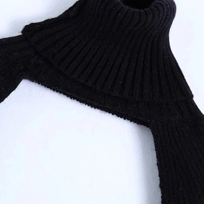 Maglione lavorato a maglia a maniche lunghe a collo alto da donna Casual Pullover dal design chic femme High Street Lady Top SW886_voghion.com