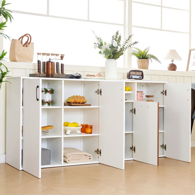 Credenza Weiß 160x80cm Freistehender Holzschrank Für Wohnzimmer_voghion.com
