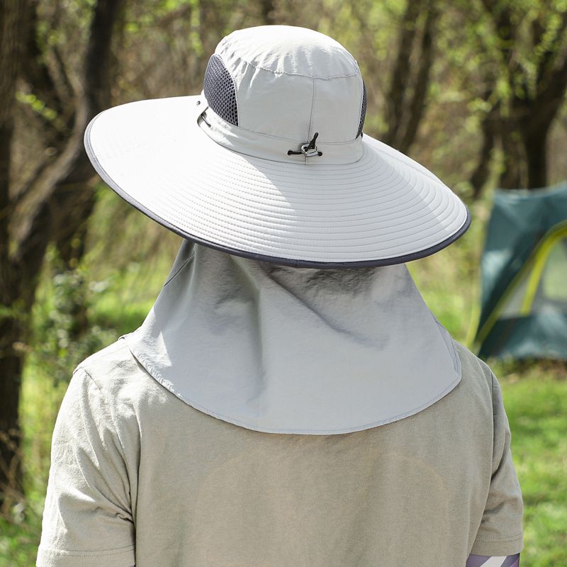 12CM Sun Protection Hat For Men To Cover Their Face Insect And Sand Proof Outdoor Hiking Large Brim Sun Protection Fisherman Hat For Women_voghion.com
