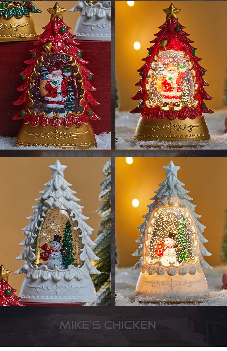 Zaczarowana choinka wypełniona wodą w kształcie opadu śniegu – świąteczna dekoracja świecąca, ozdoba na biurko, lampka nocna dla dzieci_voghion.com