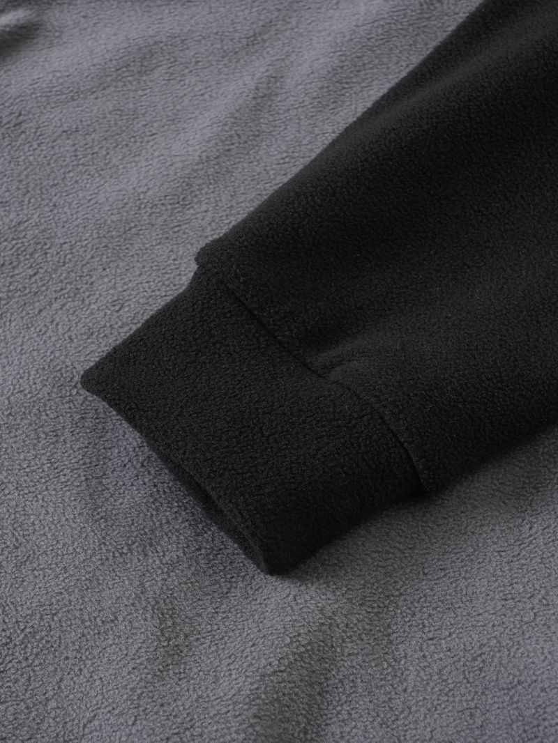 Herrenbekleidung Lässige, langärmlige, gebürstete Jacke mit halbem Reißverschluss. Gebürstete Herrenjacke mit langen Ärmeln und halbem Reißverschluss, schmale Passform, lässiges, winddichtes Pullover-Oberteil._voghion.com