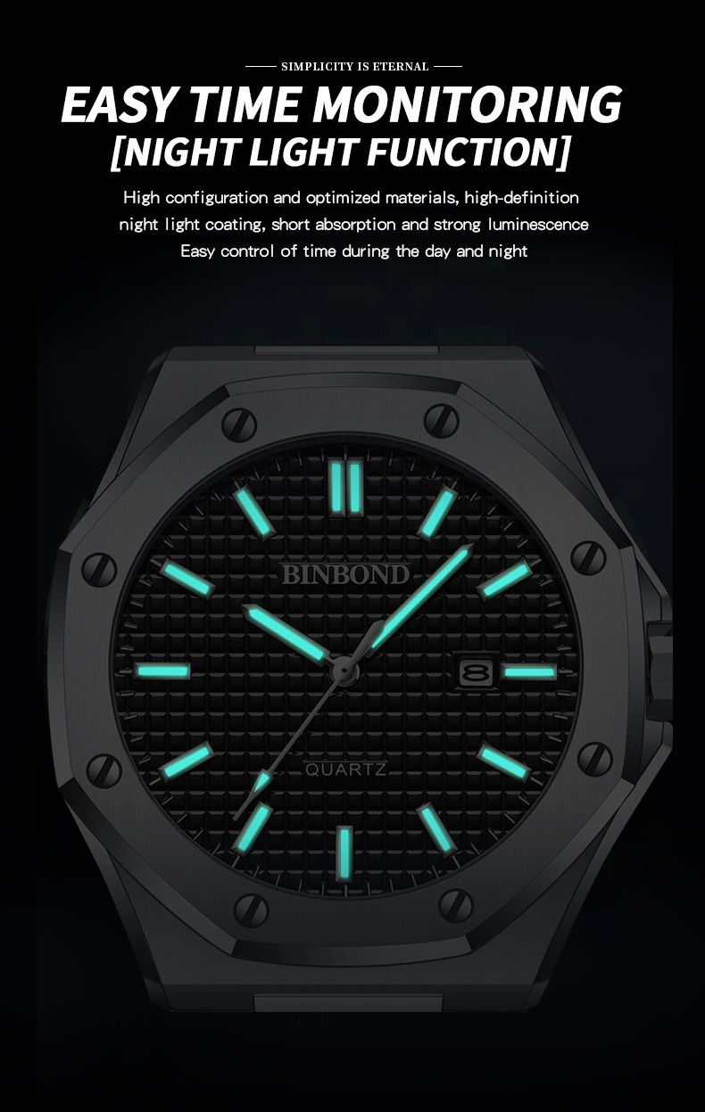 Herrenuhren, modische Herrenuhr, Legierungsarmband, achteckiges Shi-Ying-Uhrwerk mit dekorativem Schraubenring_voghion.com