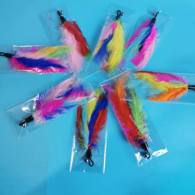 Teaser Wand Pet Cat Toy Bell Feather Replacement Head Best Seller_voghion.com
