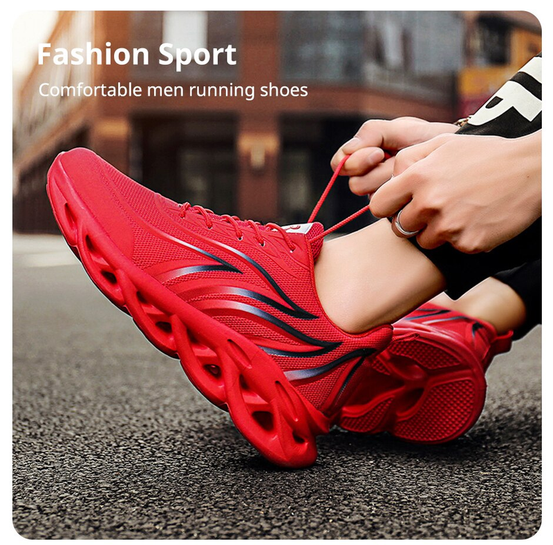 Moda Koşu Ayakkabıları Erkekler Alev Baskılı Sneakers Örgü Atletik Spor Bıçak Yastıklama Koşu Eğitmenler Hafif_voghion.com