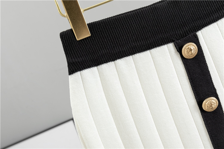 Kadın haute couture Fransız sosyetik örgü takım elbise ince ceket etek iki parçalı set_voghion.com