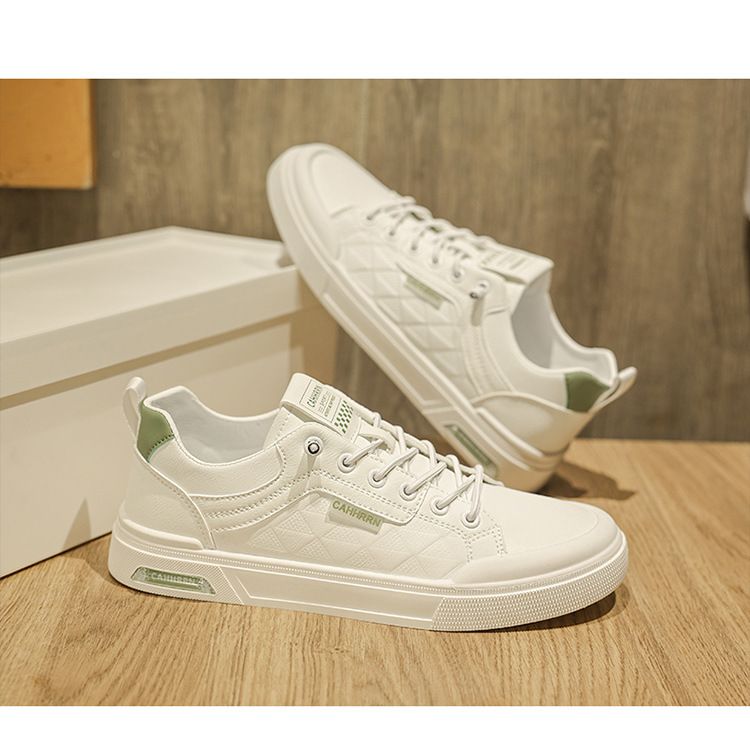 2025 New Comfortable Soft Leather Shoes Outdoor Flat Shoes Men's All-matching Round Toe Comfortable Skate Shoes White Shoes_voghion.com