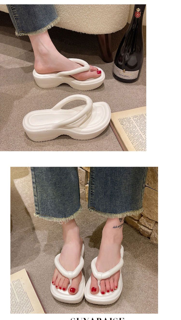 Unisex Shoes Outdoor Wedge Heel Slippers Beach Thong Toe Platform Thick Bottom High Heel Sandals Eva Flip Flops_voghion.com