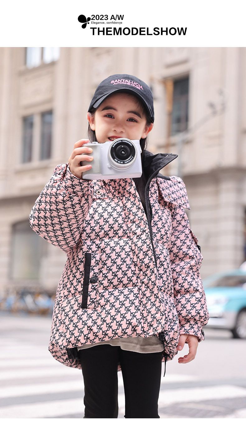 Piumino corto per bambini – Piumino alla moda in stile coreano per bambine (beige/nero/verde/rosa, taglie 120-170 cm, caldo ed elegante)_voghion.com