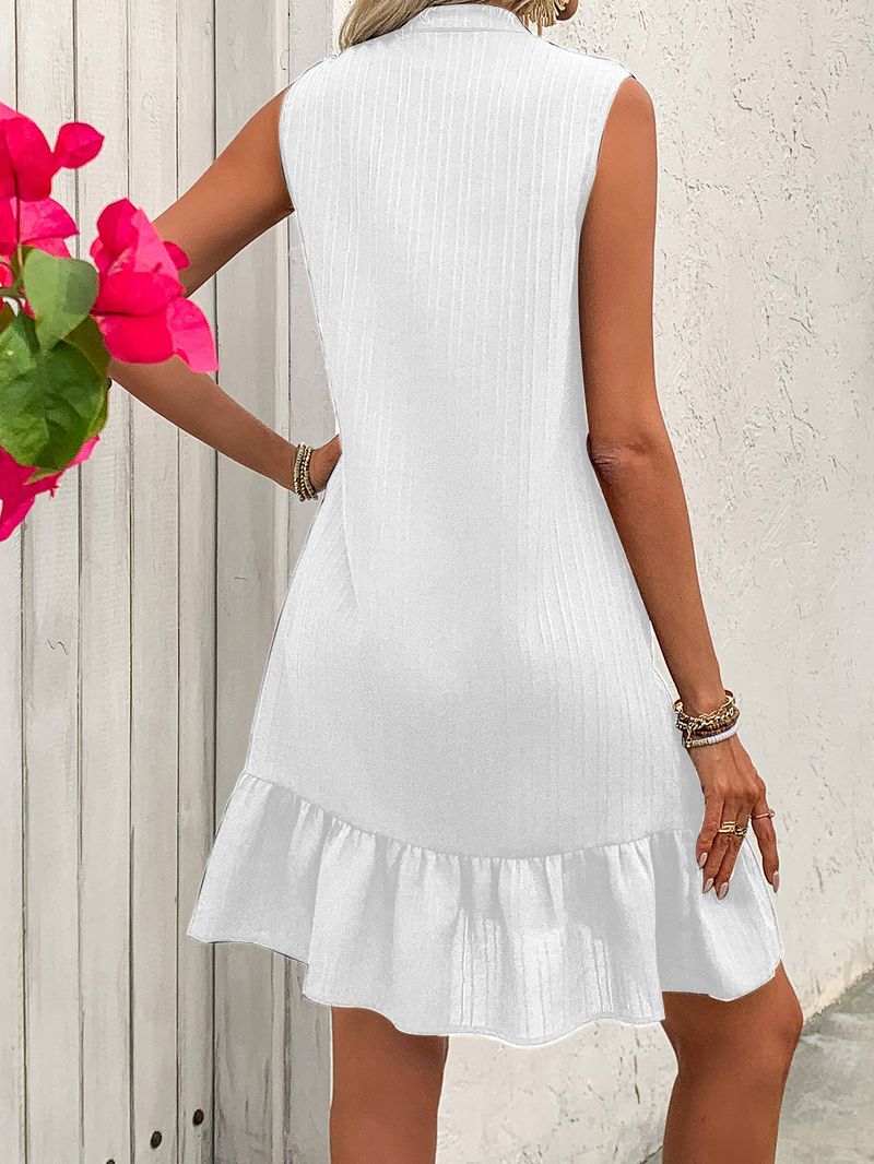 Damenbekleidung 2025 Frühjahr/Sommer Neues Kleid Ärmellose Rüschen A-Linie Weste Rock_voghion.com
