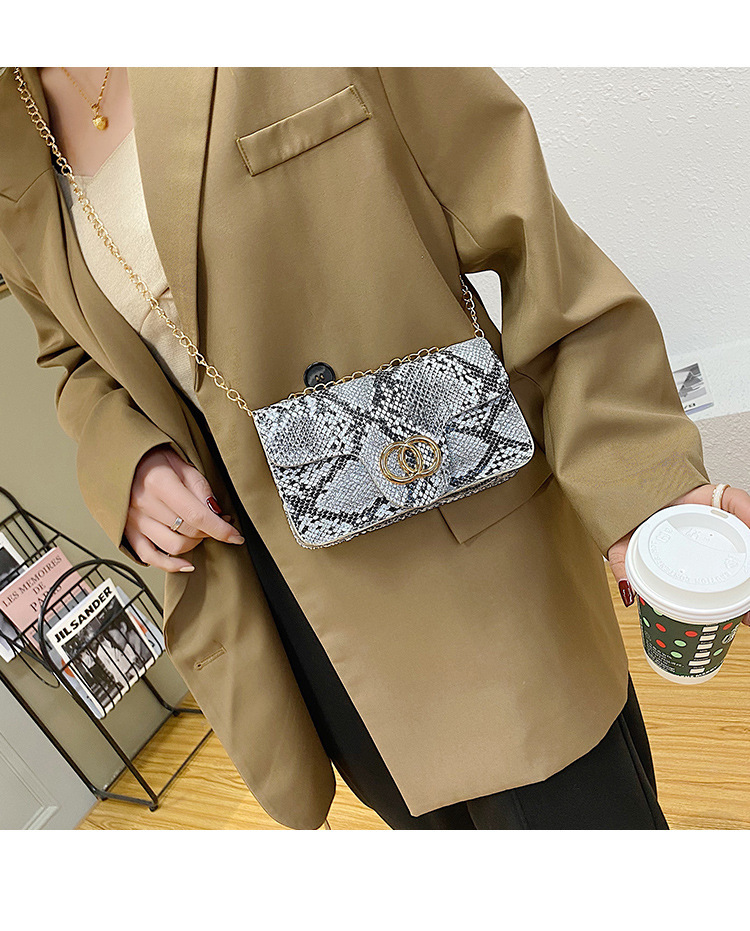 Borsa quadrata piccola con motivo serpente 2024 Nuova mini borsa per telefono europea e americana con tracolla a catena Borsa a tracolla_voghion.com