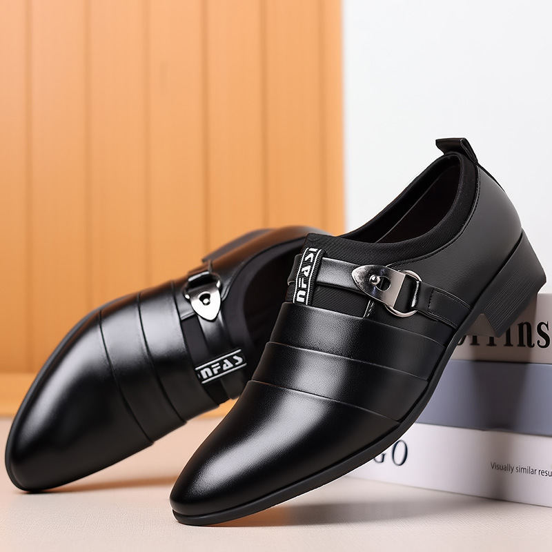 Formal Shoes For Man Dress Leather Shoes Oxfords Shoes Comfortable Pointed-Toe Business Casual Shoes Slip-On_voghion.com