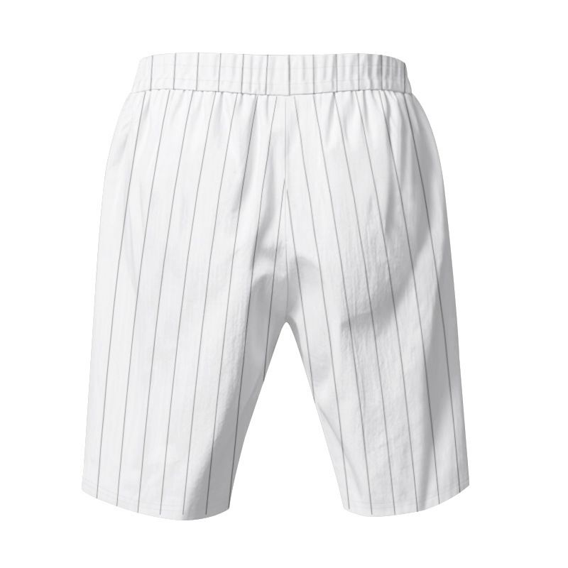 American Style Linen For Men Loose Beach Breathable Striped Jacquard Drawstring Five-Point Men's Casual Shorts Summer_voghion.com