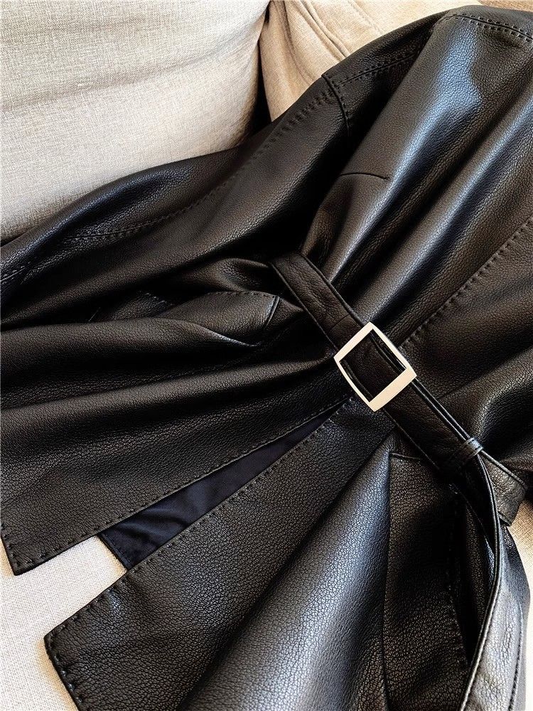 Women's Clothing retro leather jacket short fashion spring and autumn leather jacket small size slim and stylish Outerwear_voghion.com