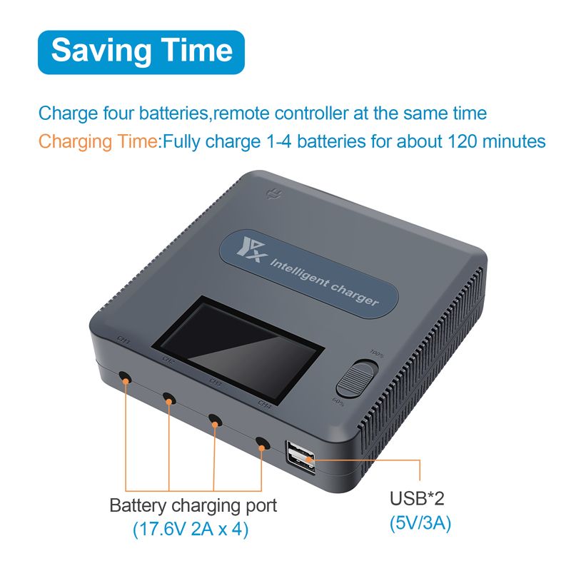 6 In1 Fast Charger Hub Intelligent Fast Chargers Battery LED USB Charging Hubs With Power Cable For DJI Mavic 2 Pro/2 Zoom Drones_voghion.com