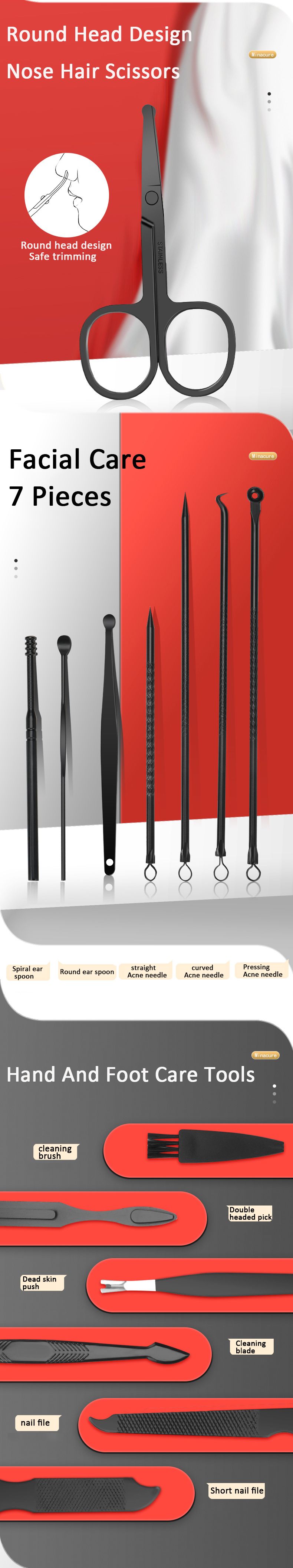 7/10/12/18/20/24PCS Set Professional Manicure Set Kits Stainless Steel Fingernail Toenail Clippers Set With Leather Portable_voghion.com