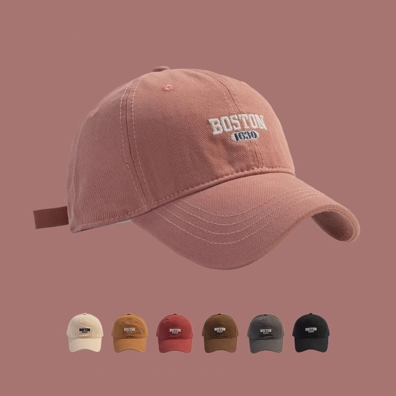 Showy Face Little Children Pink Sweet Girl Instagram Embroidered Duck Tongue Korean Version Versatile Curved Eaves_voghion.com