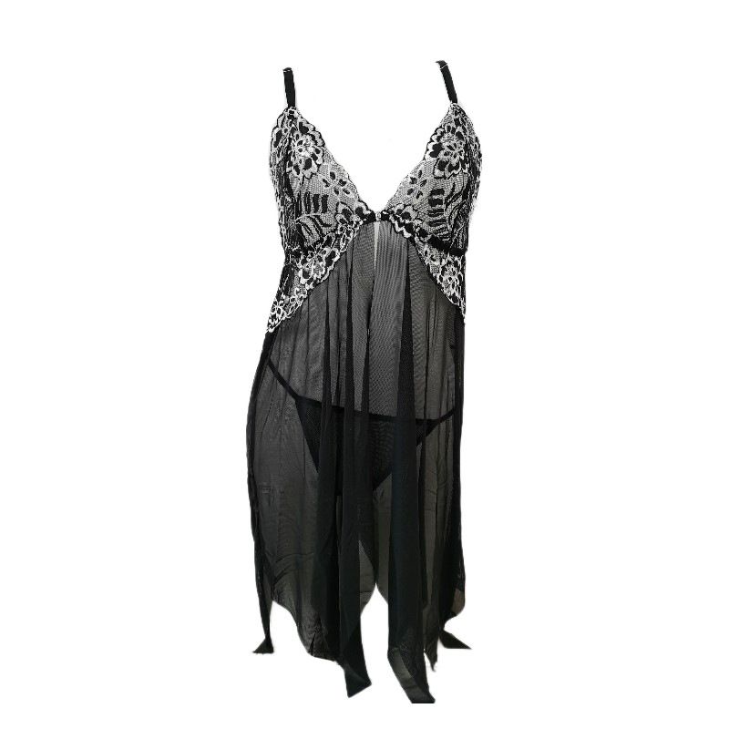 Lingerie For Women, Sheer Lace Uniform, Tempting Ladies' Sexy Flirting Nightdress, Plus Size Transparent Nightgown_voghion.com