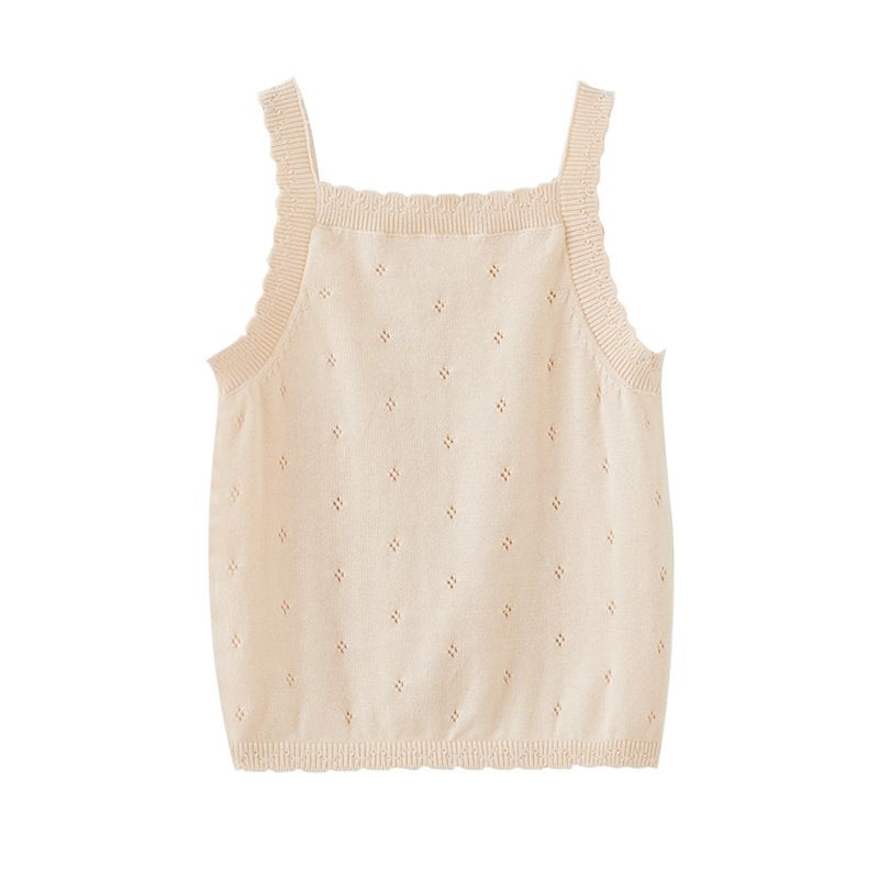 Canotta in pizzo e cotone per bambine – Capo estivo traspirante (80-120 cm, 4 colori + opzioni fiocco)_voghion.com