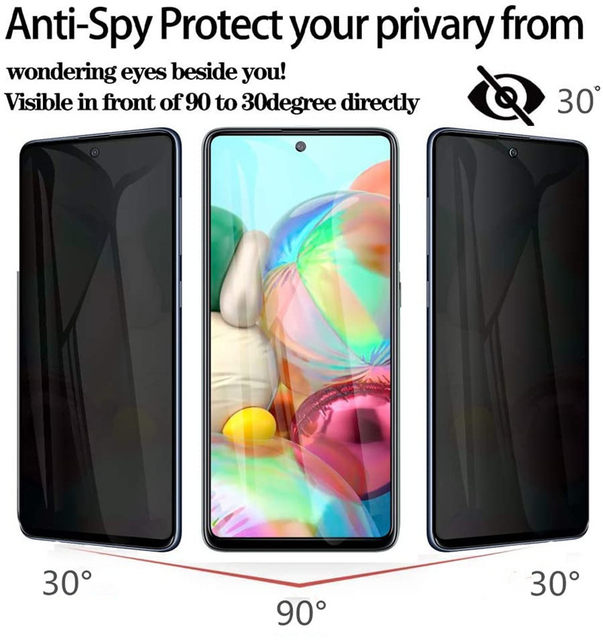 3 Stk Privacy Hærdet Glas Til Samsung Galaxy A91 A71 A72 A51 A52 A31 A21s Privat Skærmbeskytter Til A90 A70 A30 A50 S Anti-Spy_voghion.com