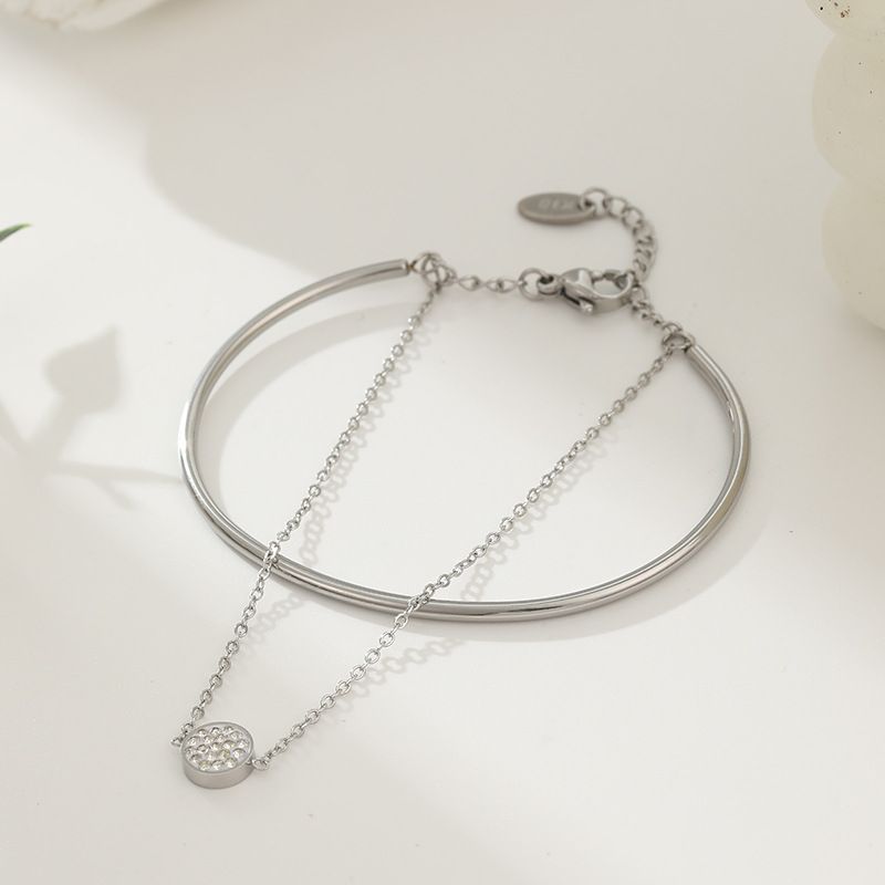 Ronn Diamant Duebelschicht Armband Edelstahl Fraemode Temperament Titanstahl Handschmuck verschwënnt net_voghion.com