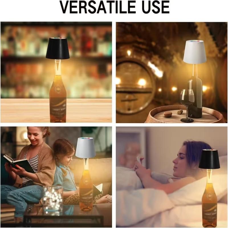 Lampada da tavolo decorativa a tre colori con dimmer per bottiglie di vino, con fari LED creativi, trasparente, per bar e ristoranti_voghion.com