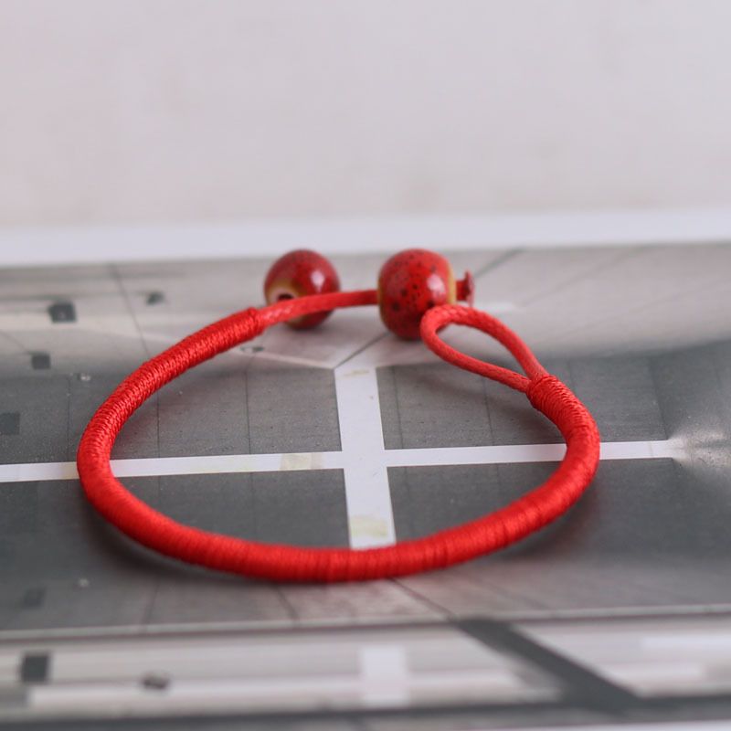 Jingdezhen Ceramic Beaded Zodiac Year Bracelet Anklet Couple Best Friends Bohemian Red String Jewelry_voghion.com