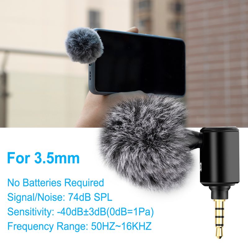 3.5mm Jack Mobile Phone Single Directional Adjustable Microphone(Black)_voghion.com