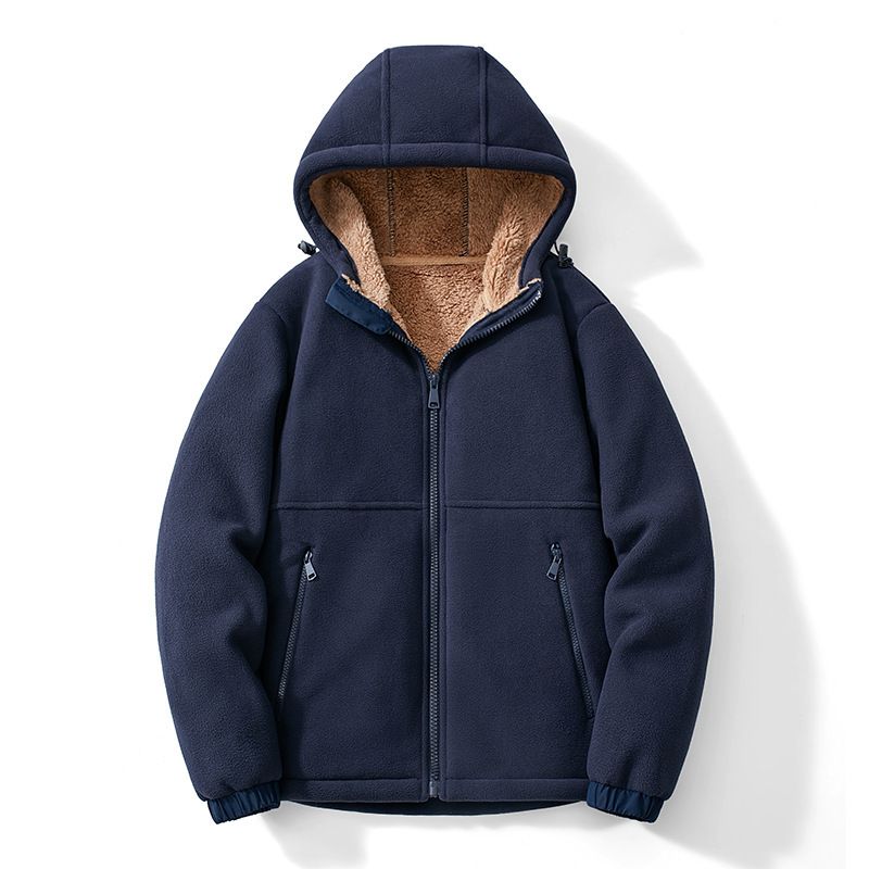 Outdoor Herbst Winter Lammwolle Kleidung Kapuzenjacke für Männer und Frauen, verdicktes Fleece warmes Sweatshirt_voghion.com