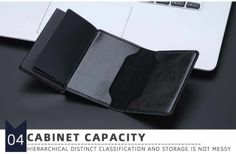 Baellerry New RFID Anti Magnetic Side Push Aluminum Box Package Oil Wax Skin Men's Card Cover_voghion.com
