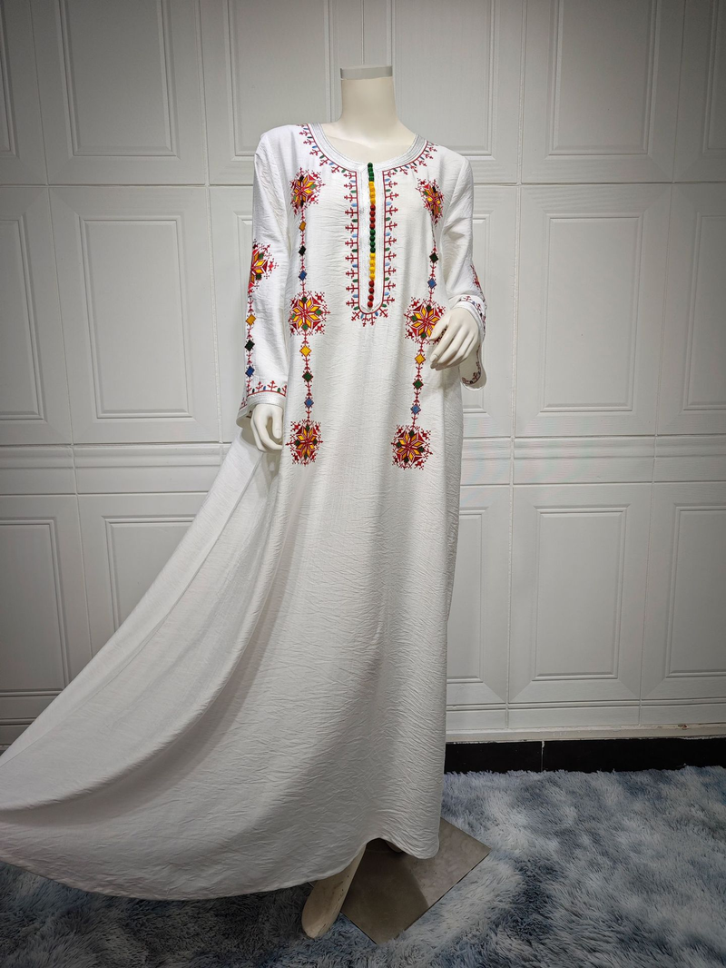 Dameskleding Middelste gewaad Geborduurd Geborduurd Abaya Jurk Lange rok Dubai_voghion.com